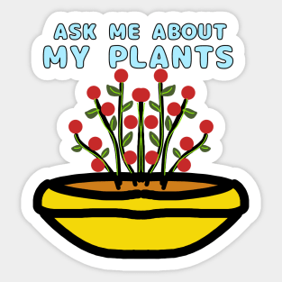 Red Flower Plants In A Pot Sticker